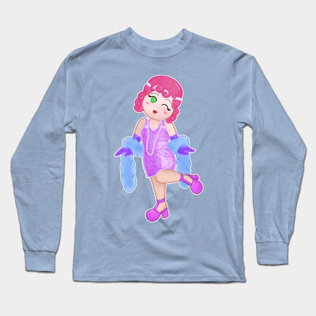 Kawaii Flapper Girl Long Sleeve T-Shirt by Nirelle